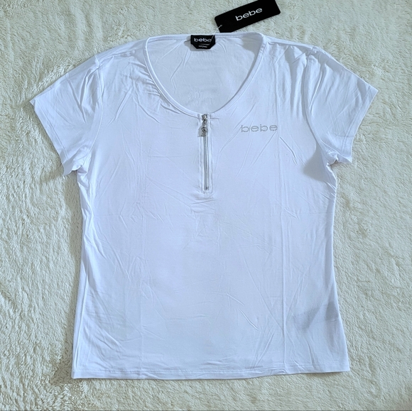 bebe White Top with Zipper Detail - NWT - Picture 10 of 14